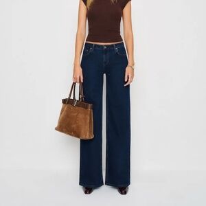 Reformation Greta Super Stretch Low Rise Wide Leg Jeans Blue - Size 23
